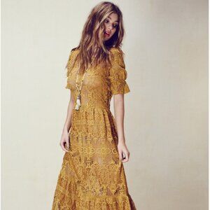 For Love & Lemons Women's Sienna Maxi Dress in Marigold (size small, never worn)